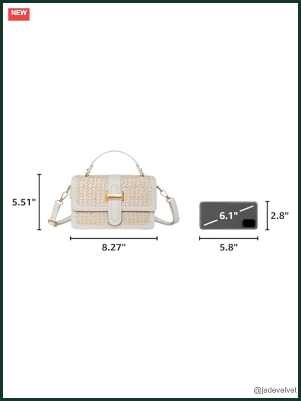 Woven Straw Crossbody Bag for Women - Summer Beach Purse with Adjustable Strap - Picture 2 of 6